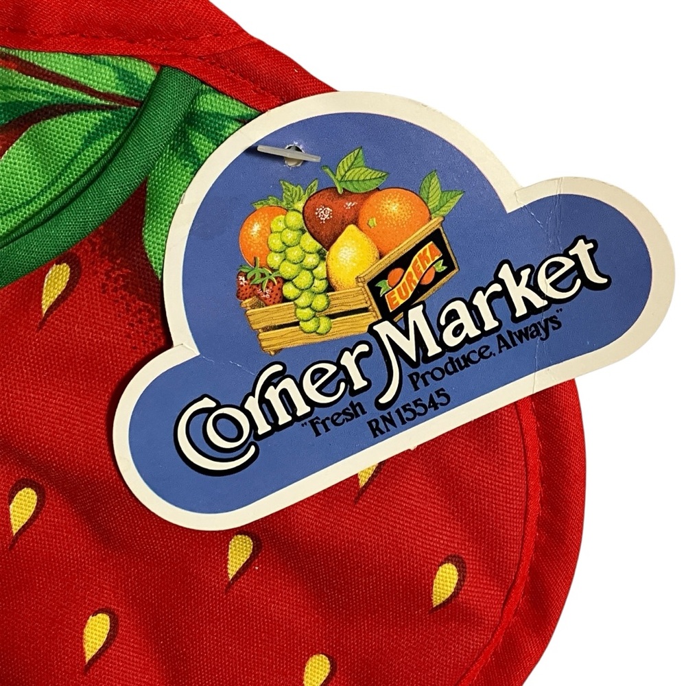NWT Vintage Strawberry Shaped Corner Market Pot Holder NOS - Picture 4 of 7